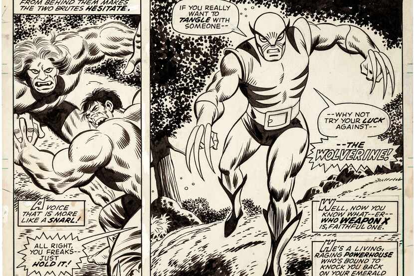 This image released by Heritage Auctions shows original artwork that was used in the Marvel...
