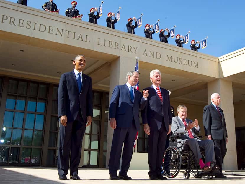 2013: George H.W. Bush was among those in a rare photo of five living U.S. presidents at the...
