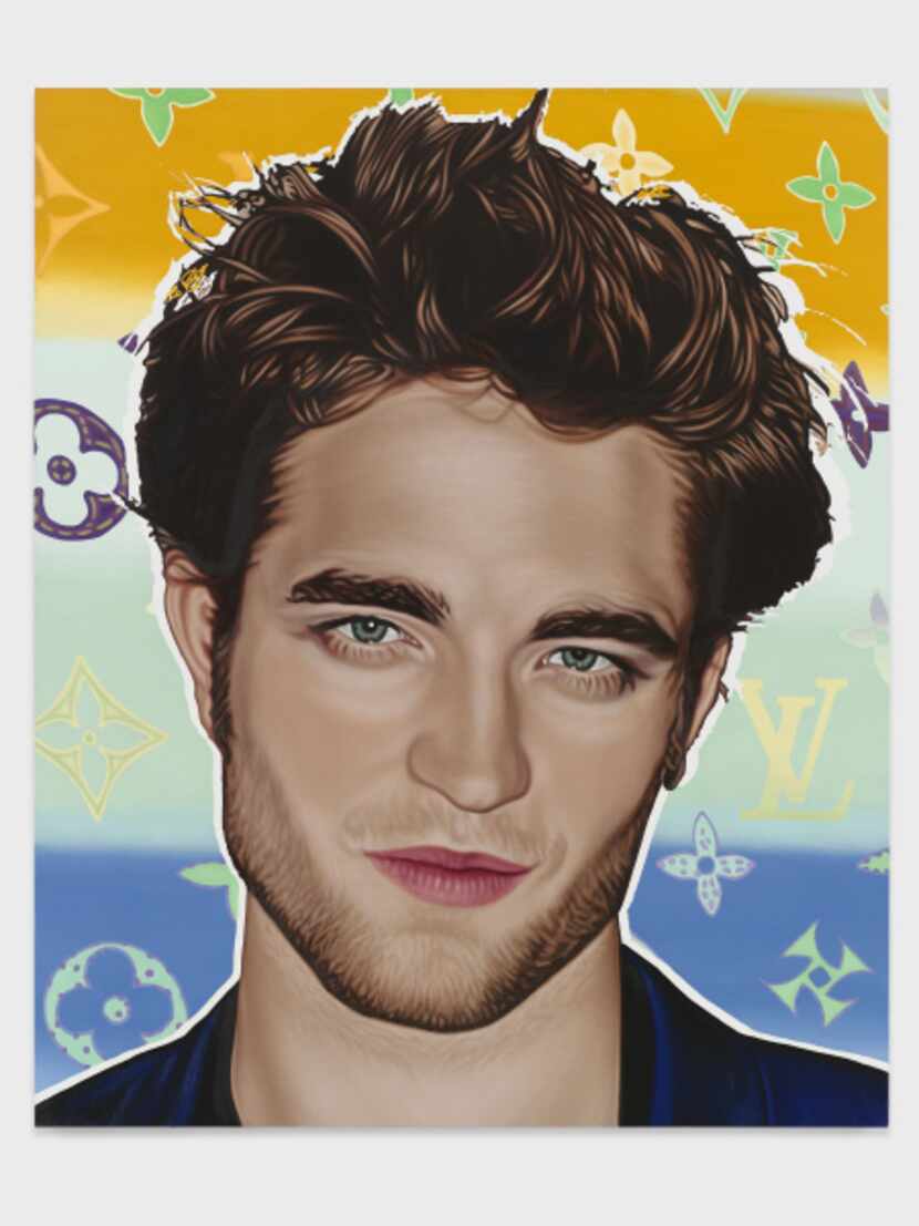 Robert Pattinson, 2010, oil on linen. The Louis Vuitton step-and-repeat in the background...