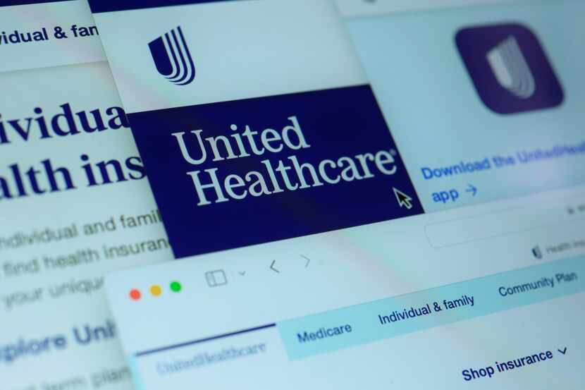 Pages from the United Healthcare website are displayed on a computer screen, Feb. 29, 2024,...