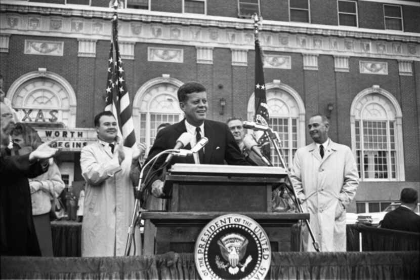 In this Nov. 22, 1963, photo provided by the The Sixth Floor Museum at Dealey Plaza, John F....
