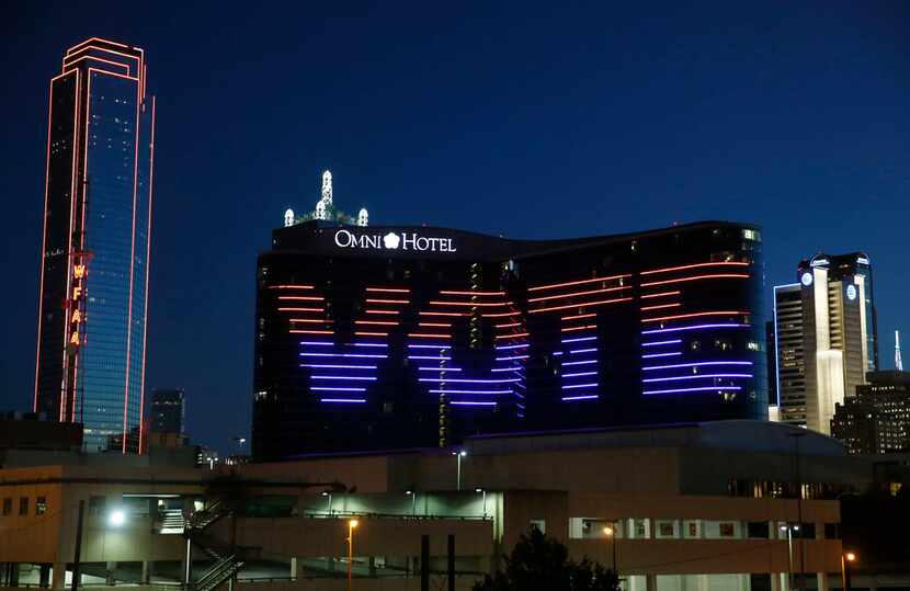 "Vote" was displayed on the Omni Dallas Hotel on Election Day last November.