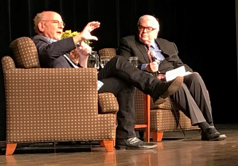 Art Garfunkel (left) is interviewed by Michael Granberry  as part of Authors Live at...