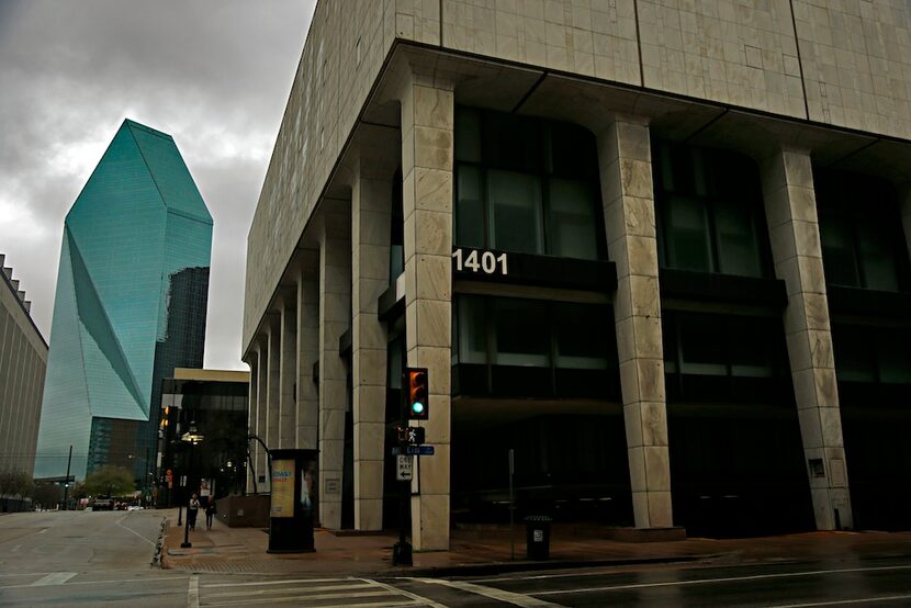  The vacant building at 1401 Elm St., formerly the First National Bank tower, has been...