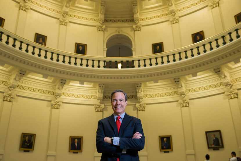Texas Speaker of the House Joe Straus poses for a portrait in the rotunda of the Texas state...