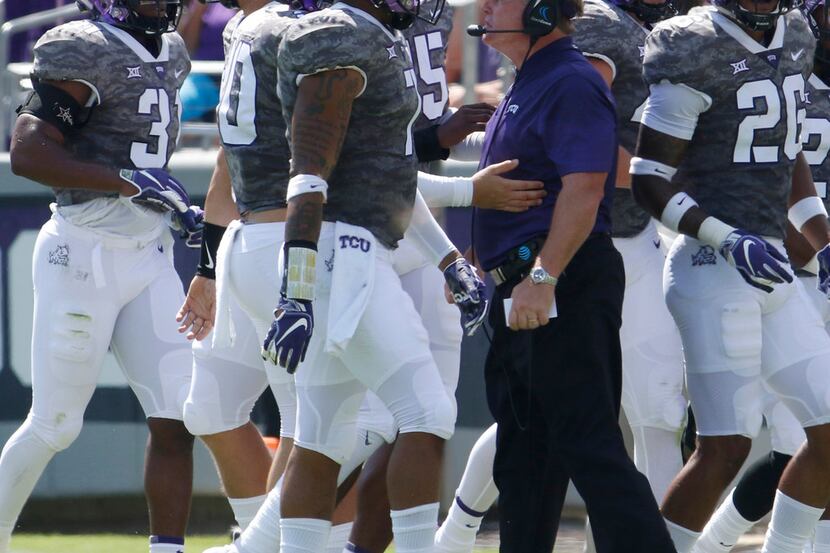 TCU head coach Gary Patterson appears to be slightly less than pleased with the outcome of...