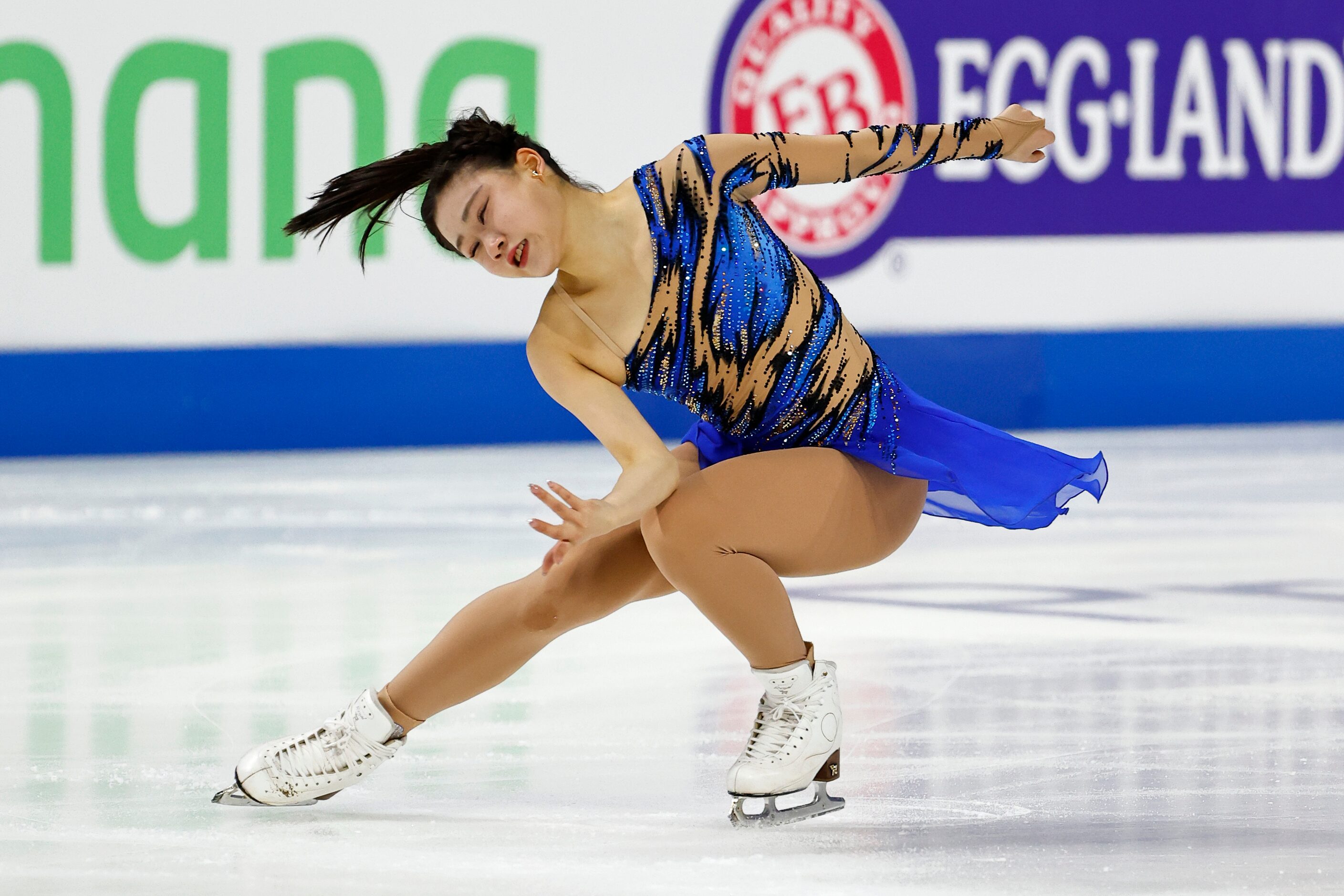 Mana Kawabe, of Japan, competes in the women's short program during the Skate America figure...