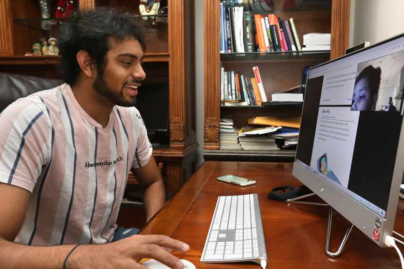 Saathwik Saladi tutors Arjun Jethani virtually in reading comprehension.