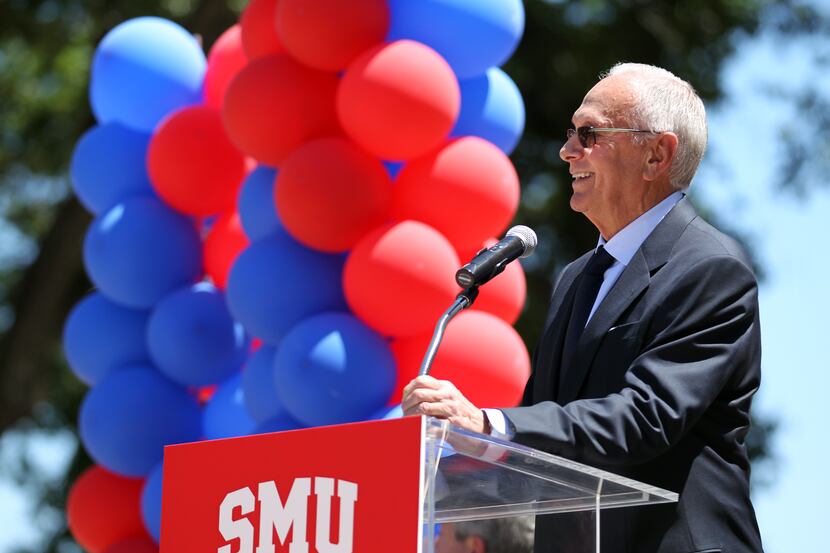 Larry Brown speaks during the ceremony that SMU introduces him as their new men's basketball...