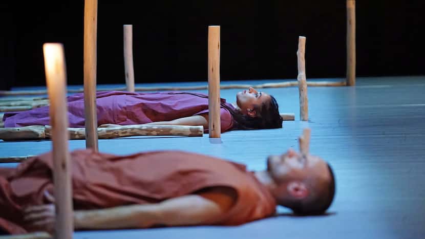 Props add a narrative quality to Vertigo Dance Company's 2022 piece "MAKOM," choreographed...