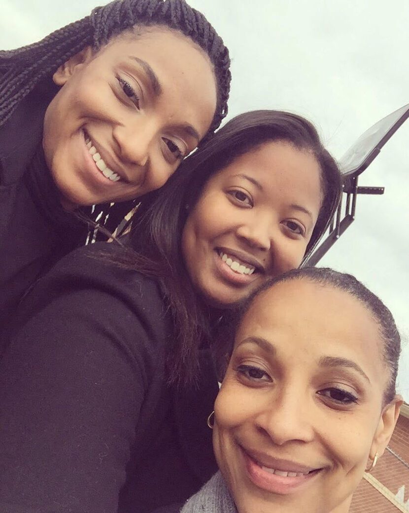 Sharanda Jones, right, with attorney Brittany Barnett, center, and Jones' daughter Clenesha...