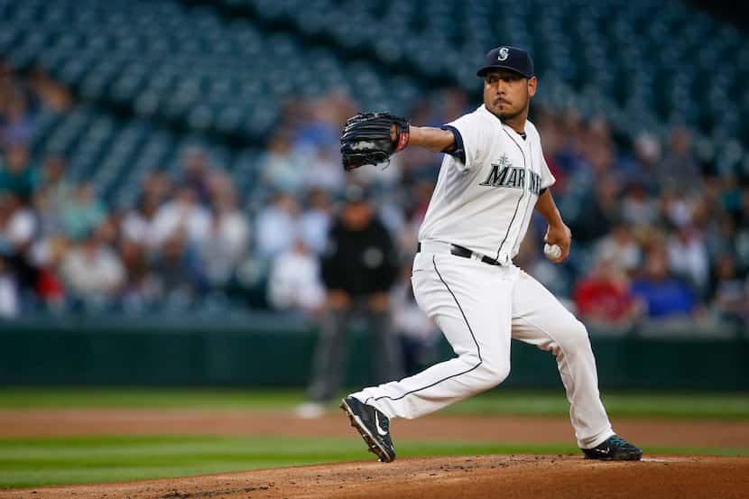 Sep 9, 2015; Seattle, WA, USA; Seattle Mariners pitcher Vidal Nuno (38) throws against the...