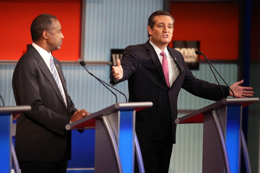  Sen. Ted Cruz speaks during the Republican Presidential Debate sponsored by Fox Business...