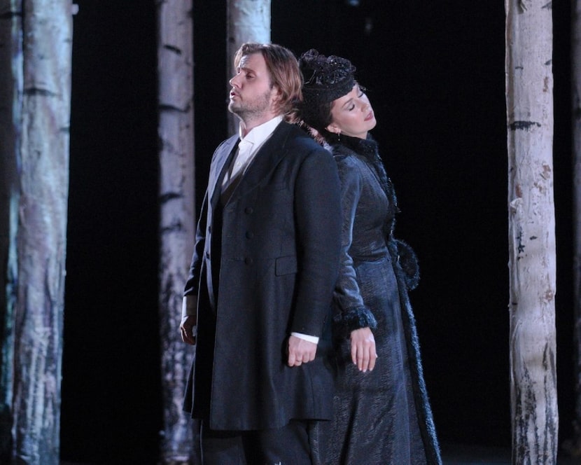 Love rekindled but denied: Andrei Bondarenko as Eugene Onegin and Svetlana Aksenova as...