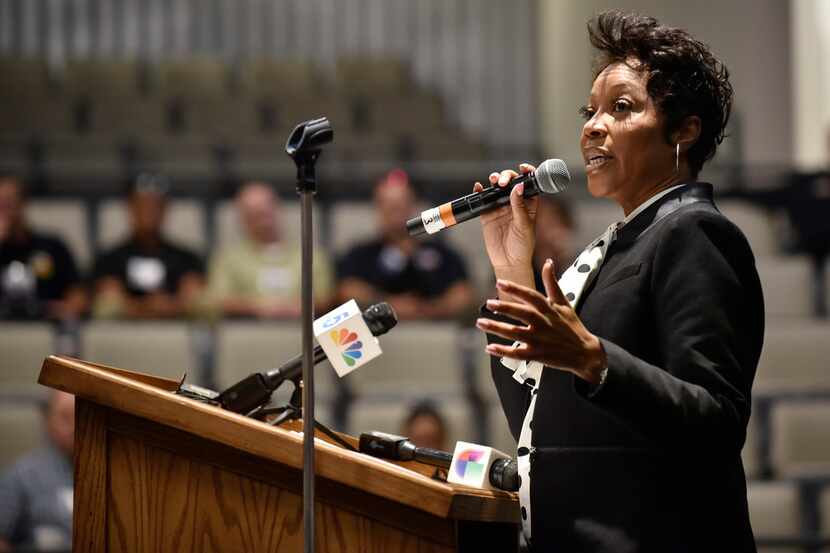 Dallas Police Department Chief of Police U. Renee Hall speaks at the North Texas Law...