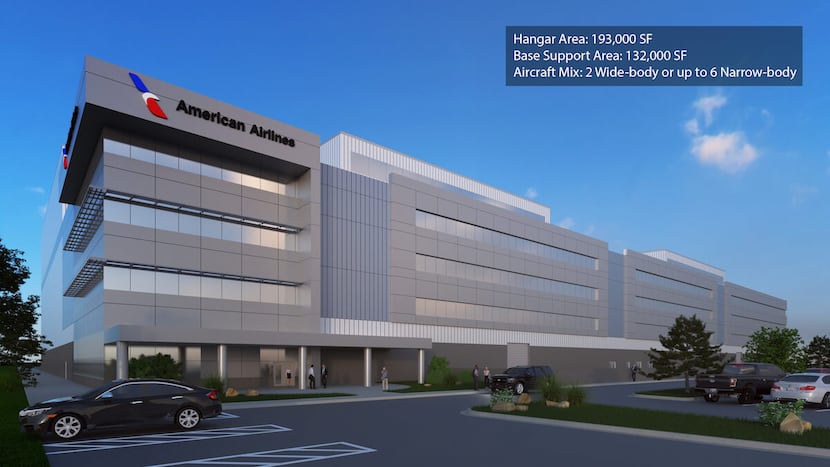 Renderings of the new buildings planned for the American Airlines maintenance base at Tulsa...