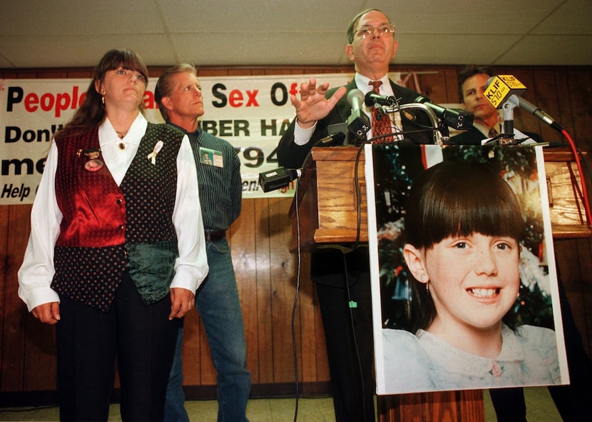 Amber Hagerman's parents listen in on then-Rep. Martin Frost's bill proposal on April 2,...