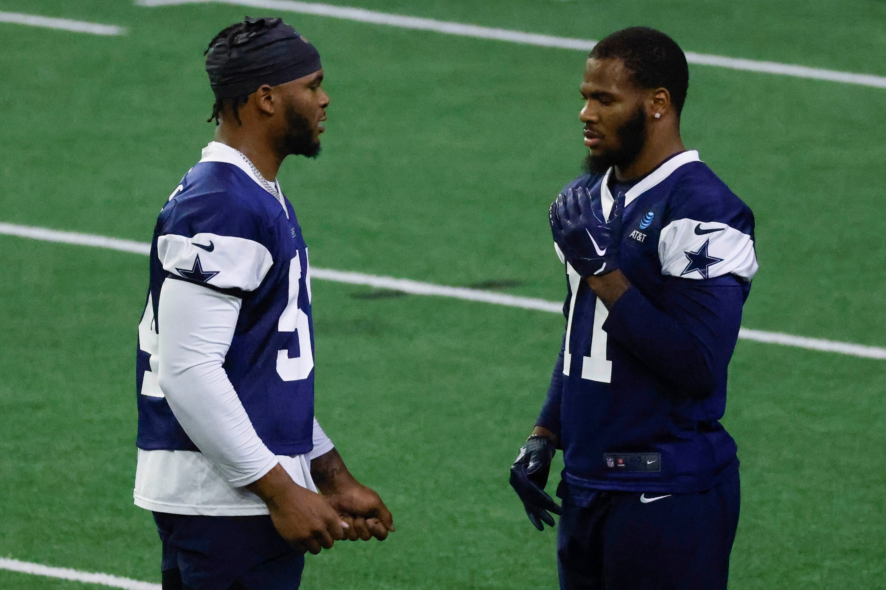 Dallas Cowboys defensive end Sam Williams (54) and Dallas Cowboys linebacker Micah Parsons...