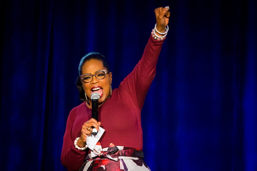 Oprah Winfrey celebrates as donations roll in during the Minnie's Food Pantry 10th...