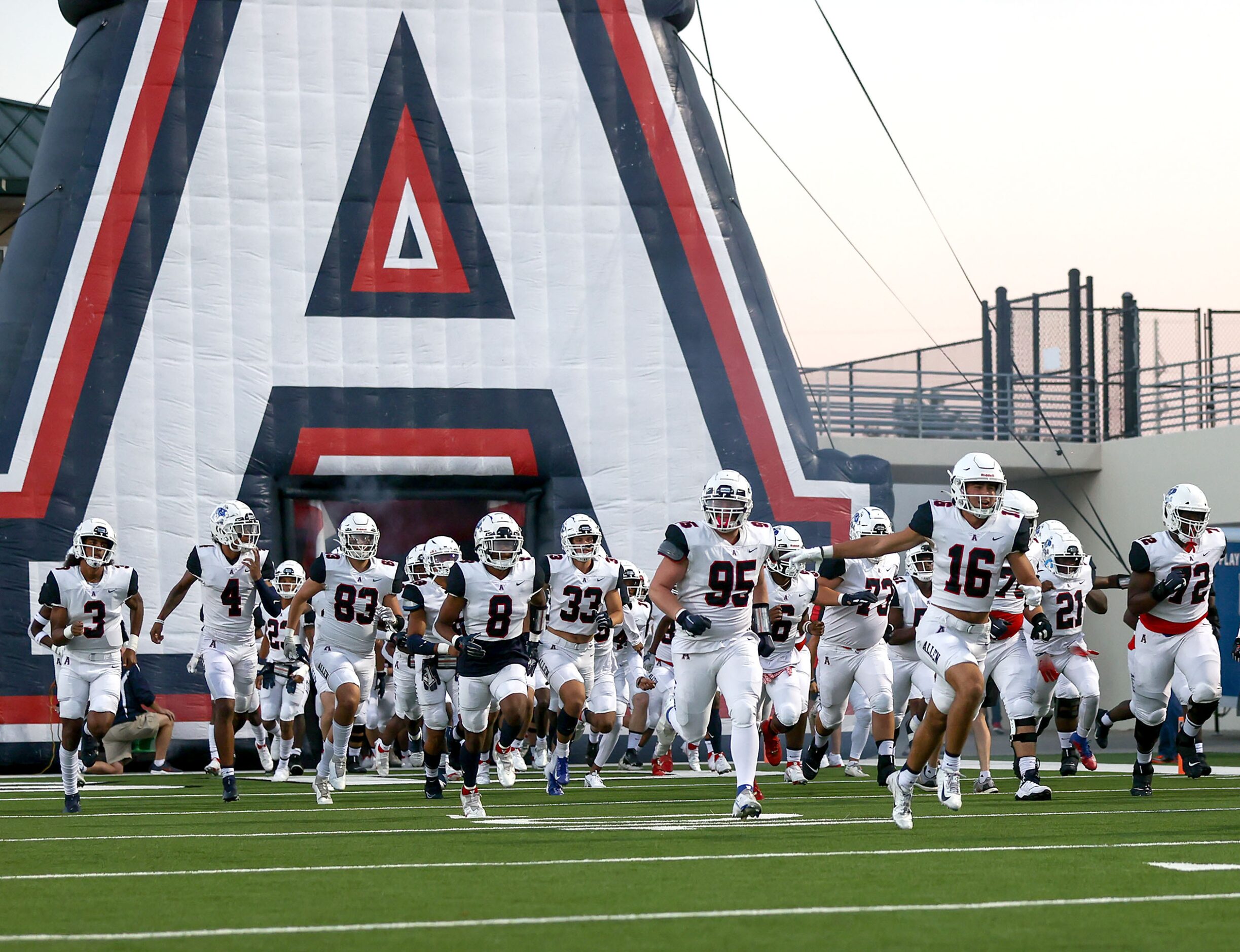 The Allen Eagles in the field to face Denton Guyer in a District 5-6A high school football...