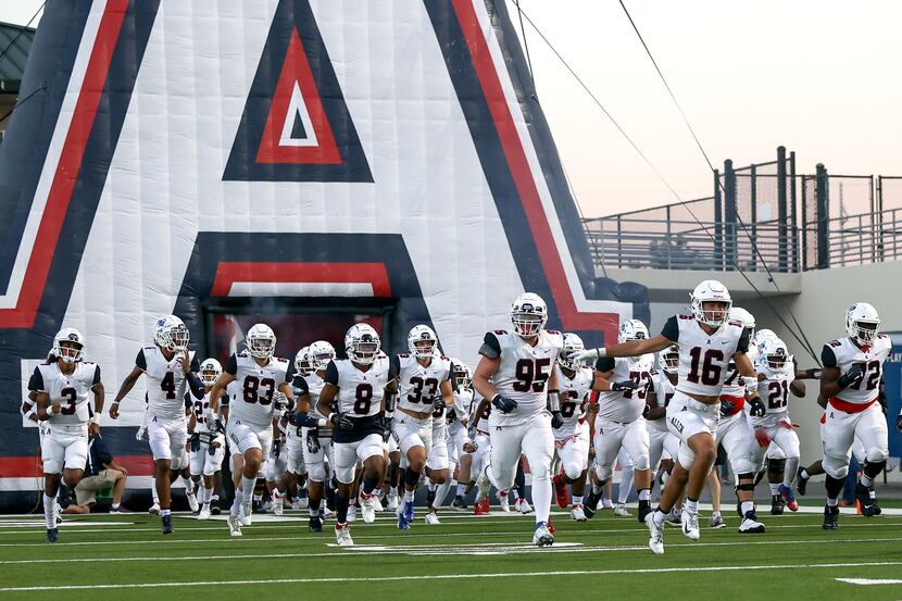 The Allen Eagles in the field to face Denton Guyer in a District 5-6A high school football...