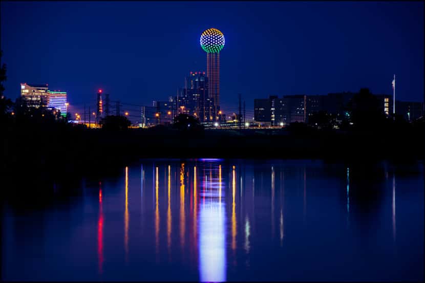 Reunion Tower lit up in the colors of the flag of India last year for Indian Independence Day.