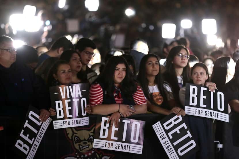 Thousands of supporters attend an election night party for U.S. Senate candidate Rep. Beto...