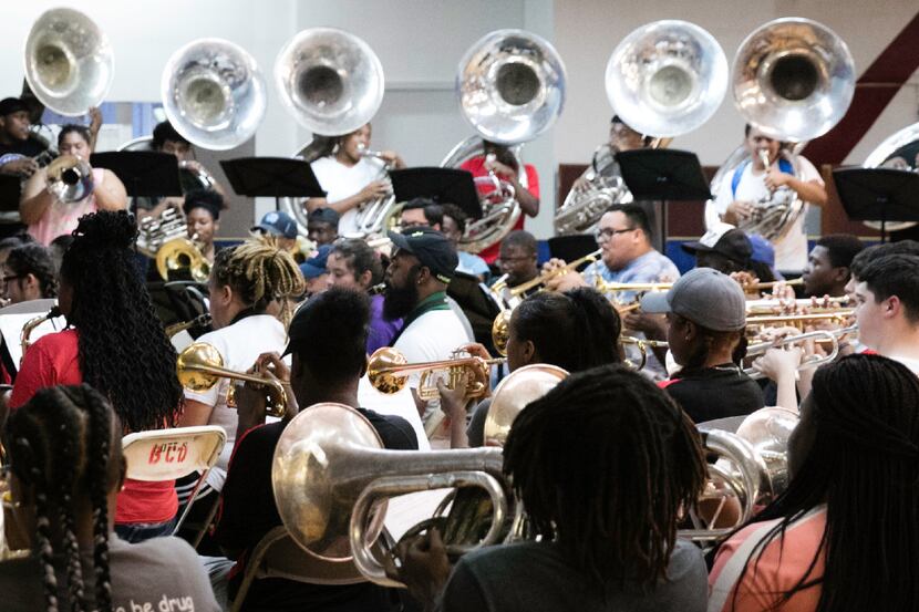 The Dallas Mass Band summer program practices at the Braswell Child Development Center in...