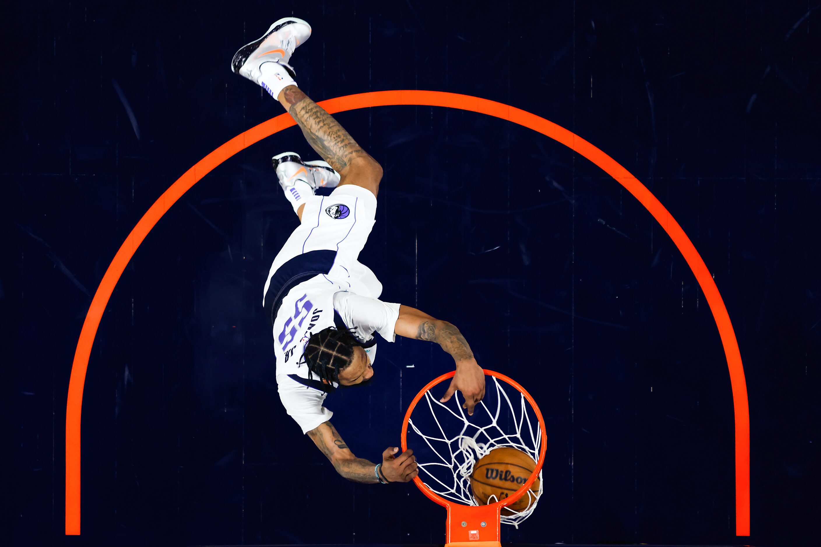 Dallas Mavericks forward Derrick Jones Jr. dunks the ball during the second half in Game 5...