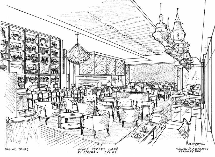 A rendering of the dining room at Flora Street Cafe
