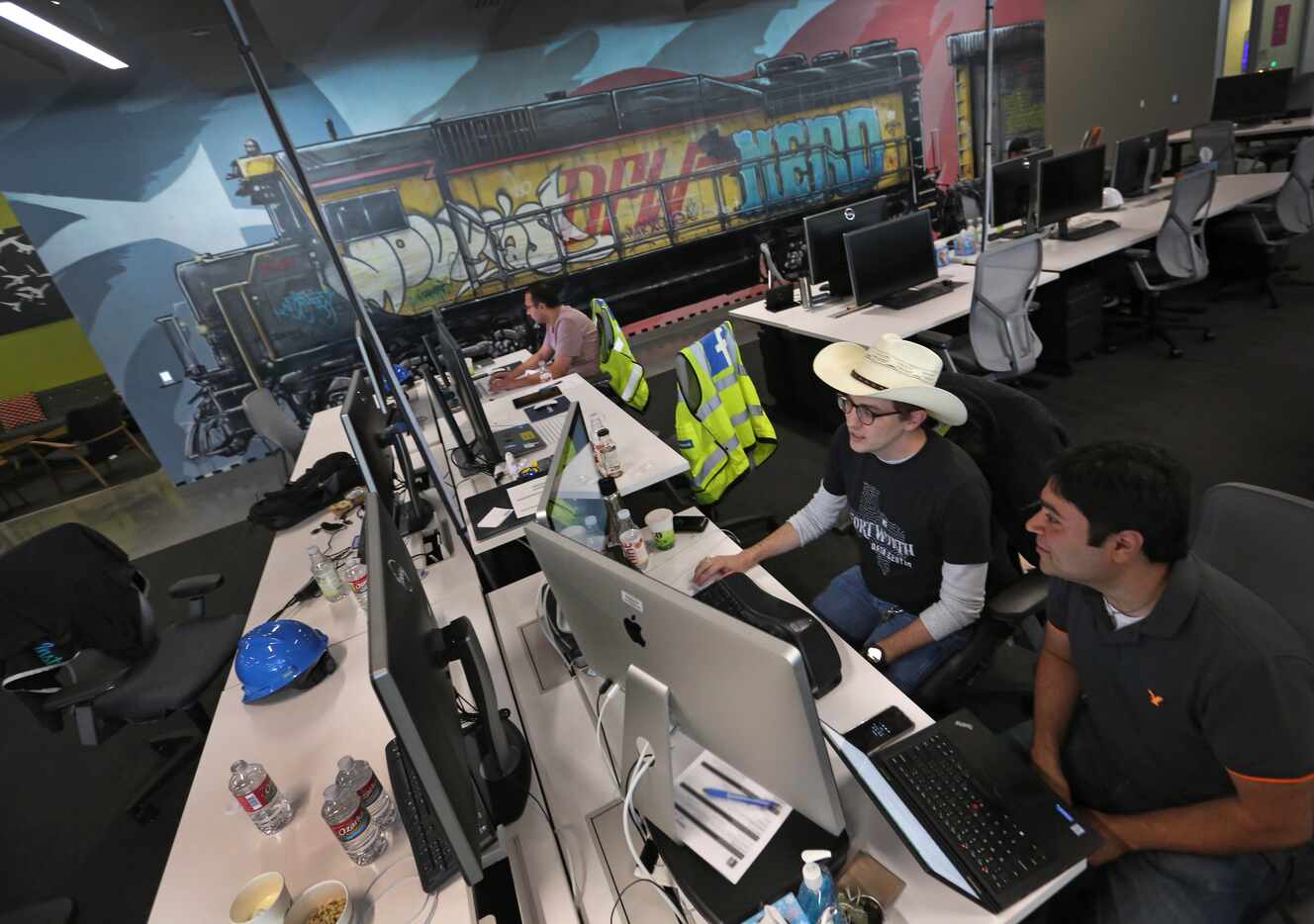 Employees work inside the center during the tour of FacebookÕs Fort Worth Data Center.