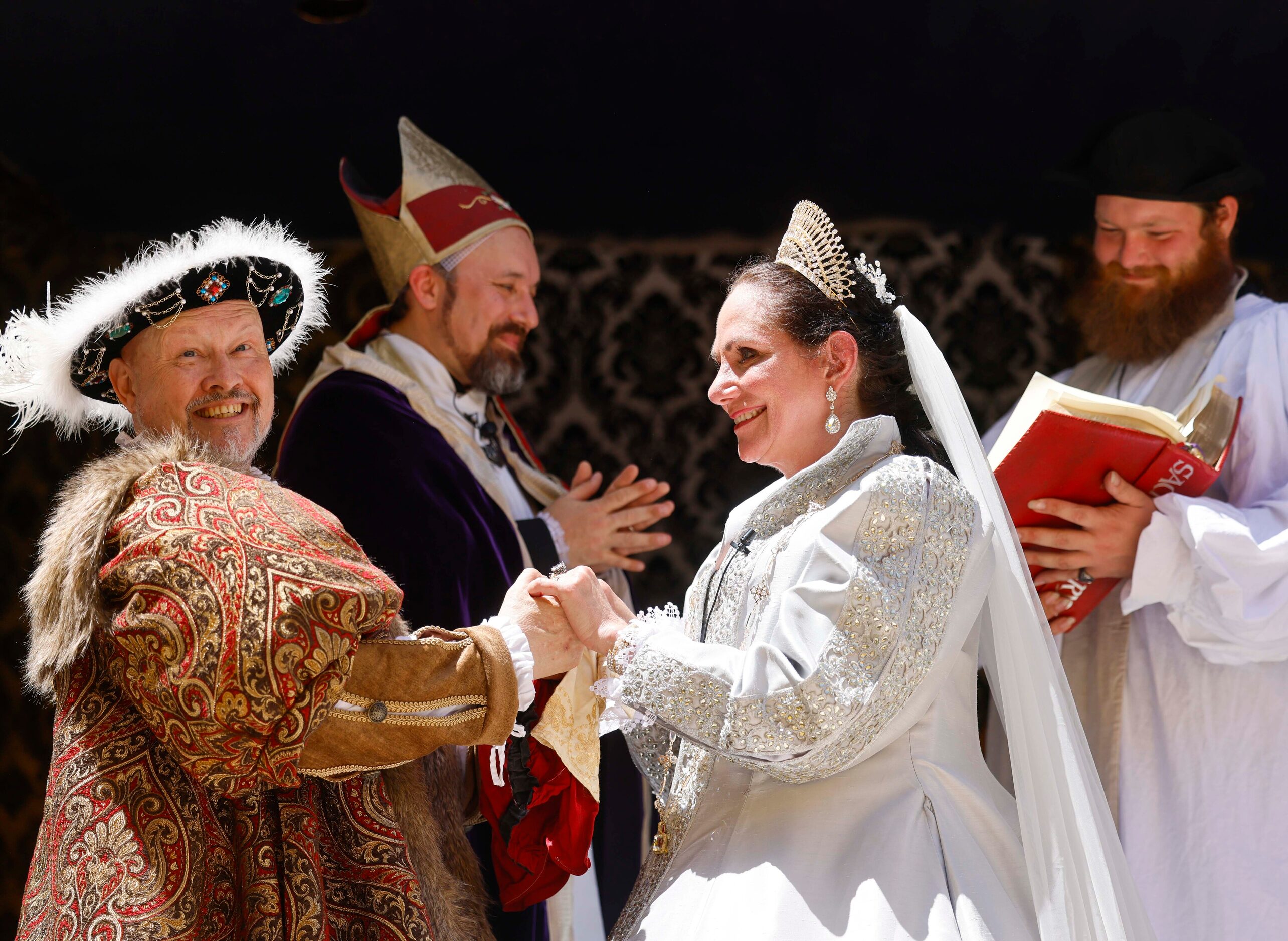 Mick Moreau (left), playing King Henry VIII, and Janna Zepp, playing Queen Catherine Parr...