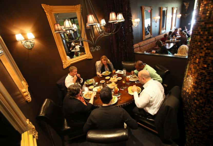 Diners enjoy lunch at Jorge's Tex-Mex Cafe in One Arts Plaza in Dallas.