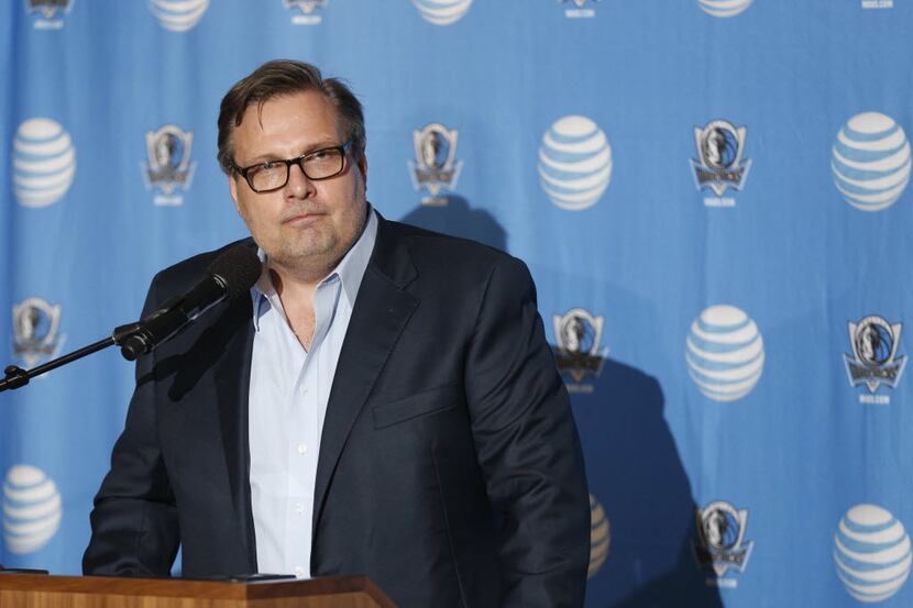 President of Basketball Operations Donnie Nelson speaks to the press prior to the Dallas...