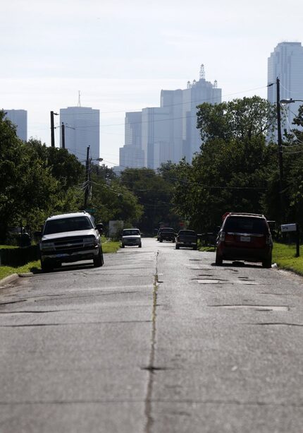 The view of downtown from McBroom Street in West Dallas on Aug. 25. 