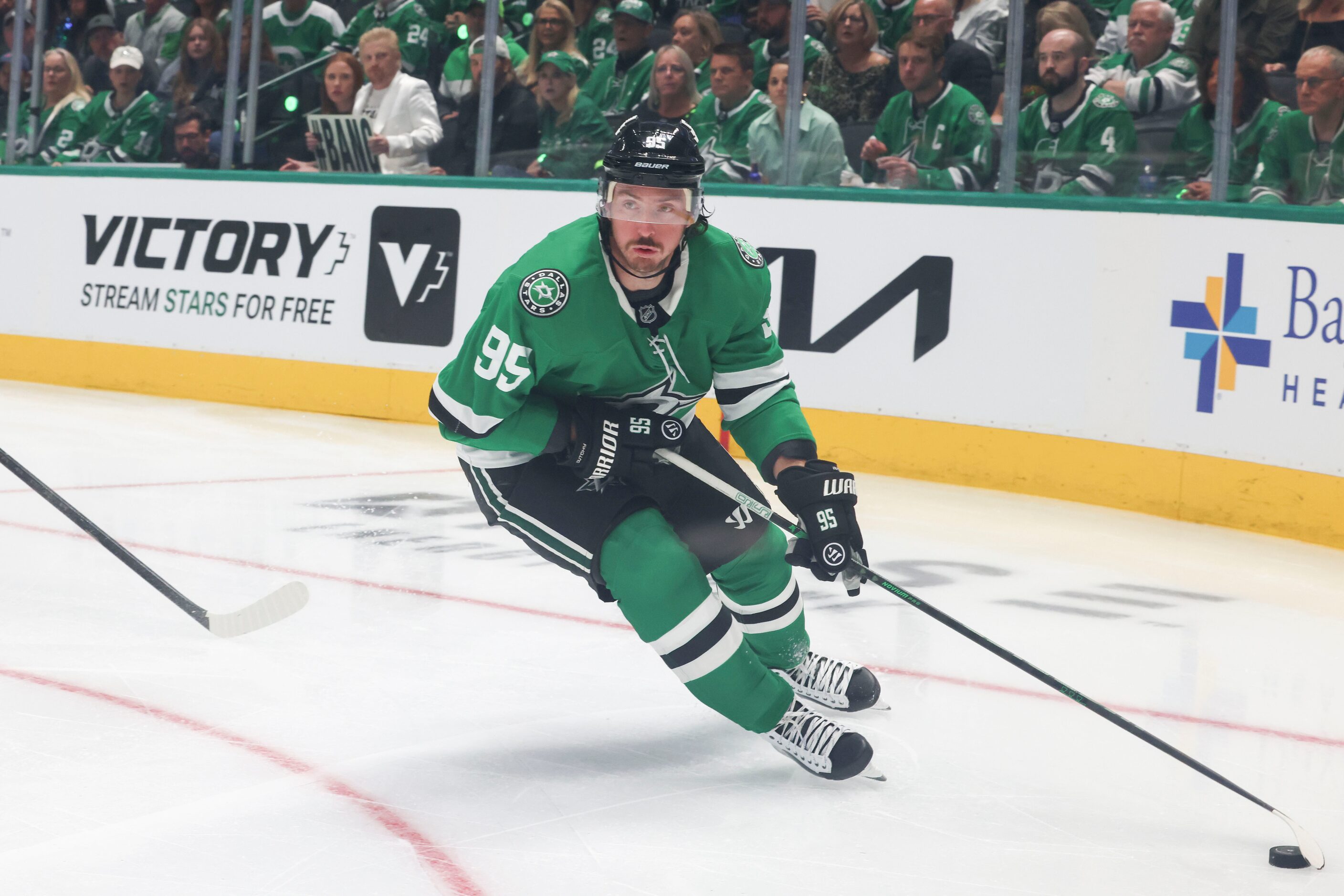 Dallas Stars center Matt Duchene goes down the rink against the New York Islanders during...