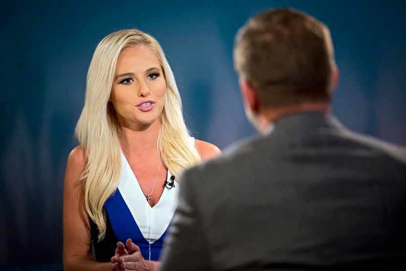 Tomi Lahren  talks with Greenville City Councilman Brent Money during a taping of her show...