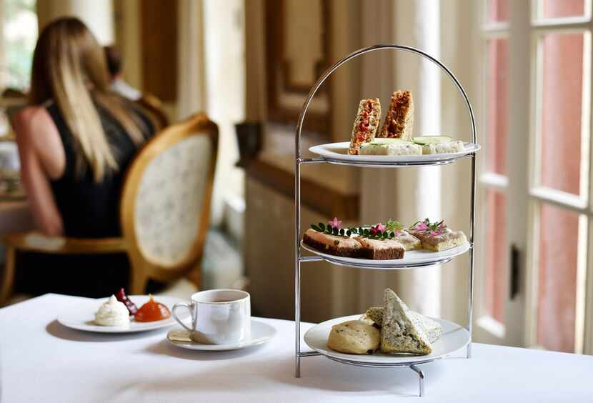 Tea sandwiches, scones and tea at the French Room at the Adolphus Hotel in Dallas.