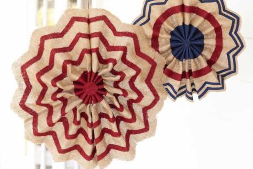 
Stars and stripes: Display burlap pinwheels on a deck, gazebo or front door for a...