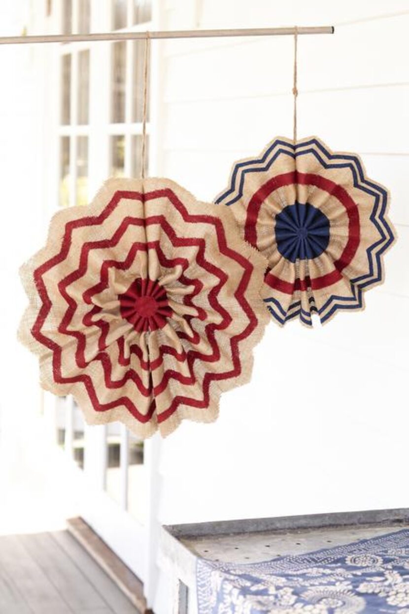 
Stars and stripes: Display burlap pinwheels on a deck, gazebo or front door for a...