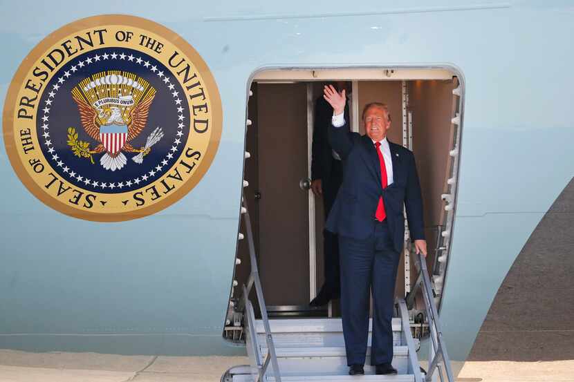 United States President Donald Trump arrives at Love Field in Dallas on Thursday, May 31,...