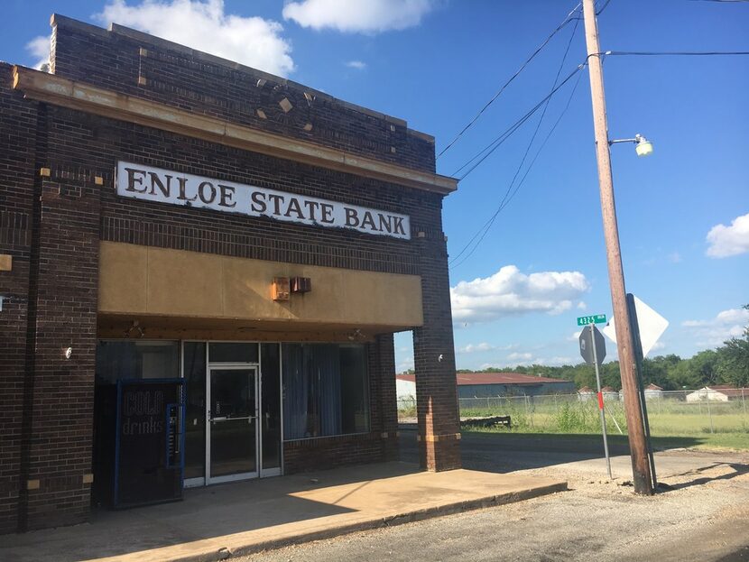 The building that once housed the Enloe State Bank. Today, the empty building sits on the...