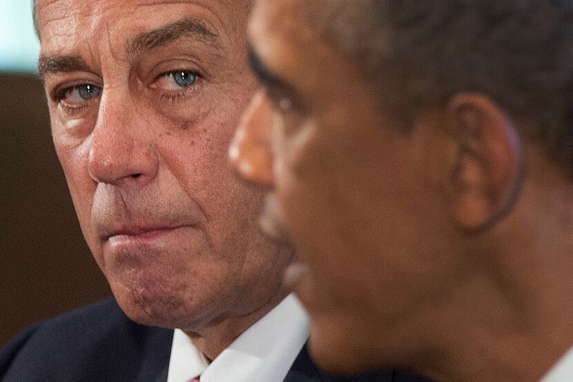 FILE - In this Sept. 3, 2013, file photo House Speaker John Boehner of Ohio listens as...