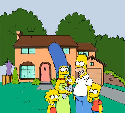 This Fox Broadcasting photo from 'The Simpsons' shows the popular cartoon family posing in...