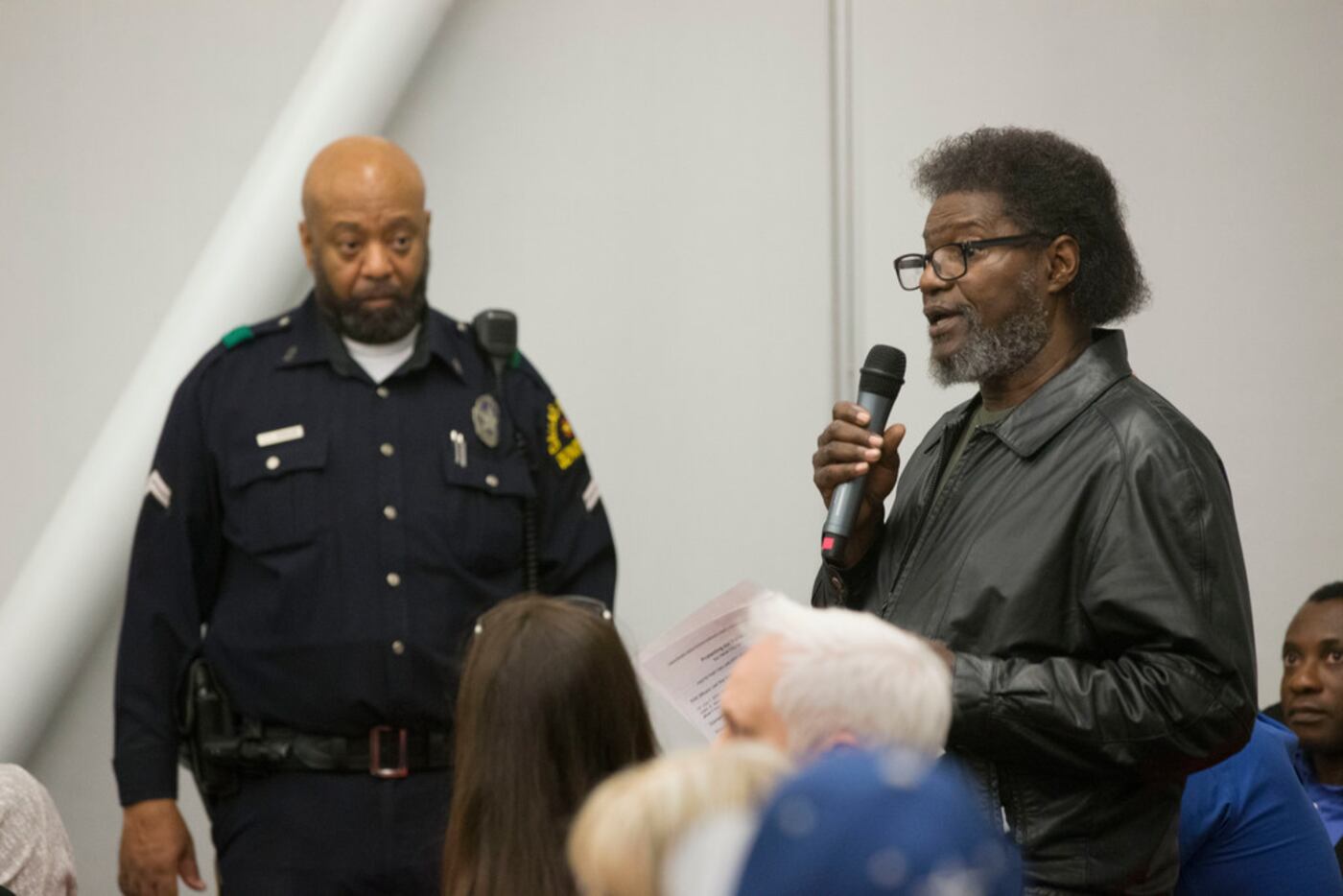 Former NAACP Dallas chapter president Arthur Fleming addresses the crowd during a town hall...