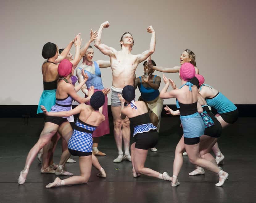 Dallas Neo-Classical Ballet company members surround dancer David Sanders during a dress...
