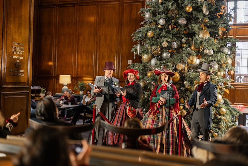 Experience the iconic Christmas decorations at The Adolphus Hotel.