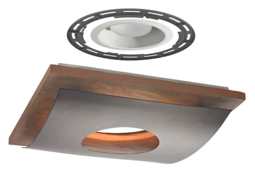 
The Tahoe fixture, slate with matte-black curved metal, fits on the Twist & Lock ring from...