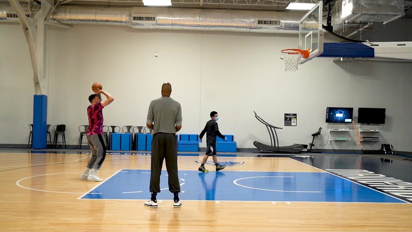 Dallas Mavericks guard Luka Doncic practices free throws from the first mandatory workout on...