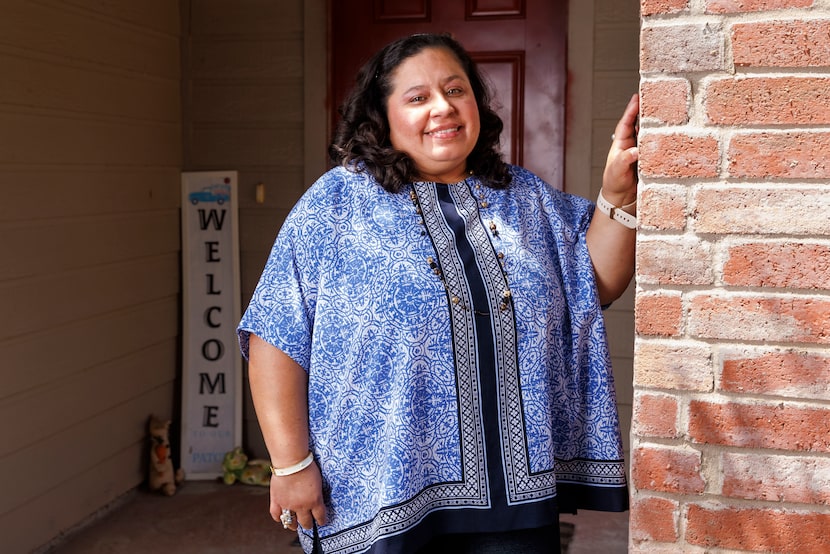 Dunia Jones stands outside her home, Wednesday, July 24, 2024 in Little Elm, Texas.